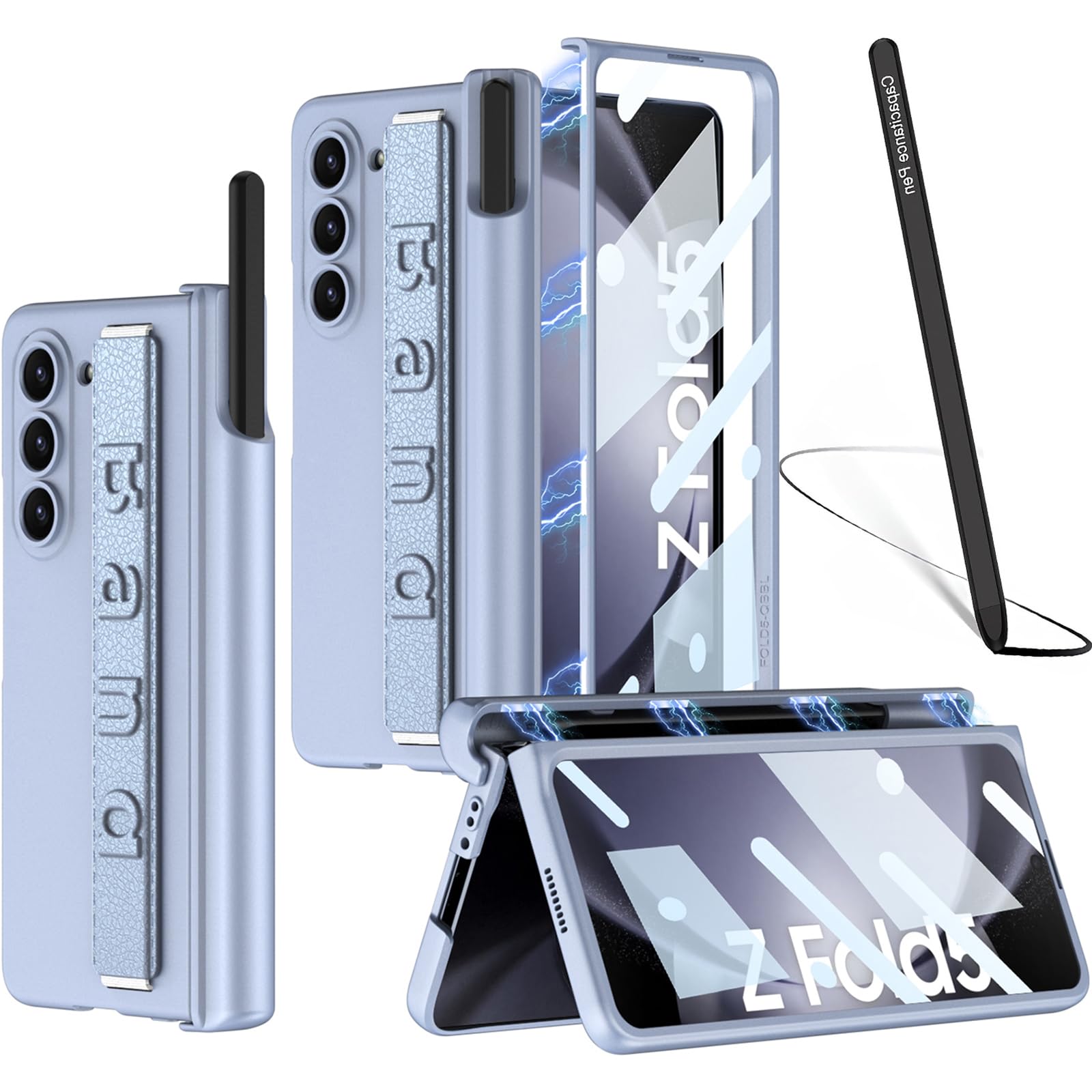 NINKI適応Galaxy Z Fold 5ケース [SC-55D|SCG22] 格納式リストバンド Sペン収納 ペン付き 折り畳み式 P..