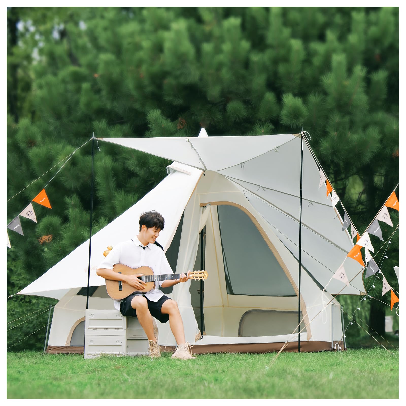 楽天湖南オンラインKingCamp ベルテント テント 2~4人用 3m 超軽量 ポリエステル テント 簡単設営 ポリエステル 多用途 タープテント アウトドア キャンプ テント UVカット 防水 日除け 虫対策 二重層 通気 春・夏・秋適用 ベージュ