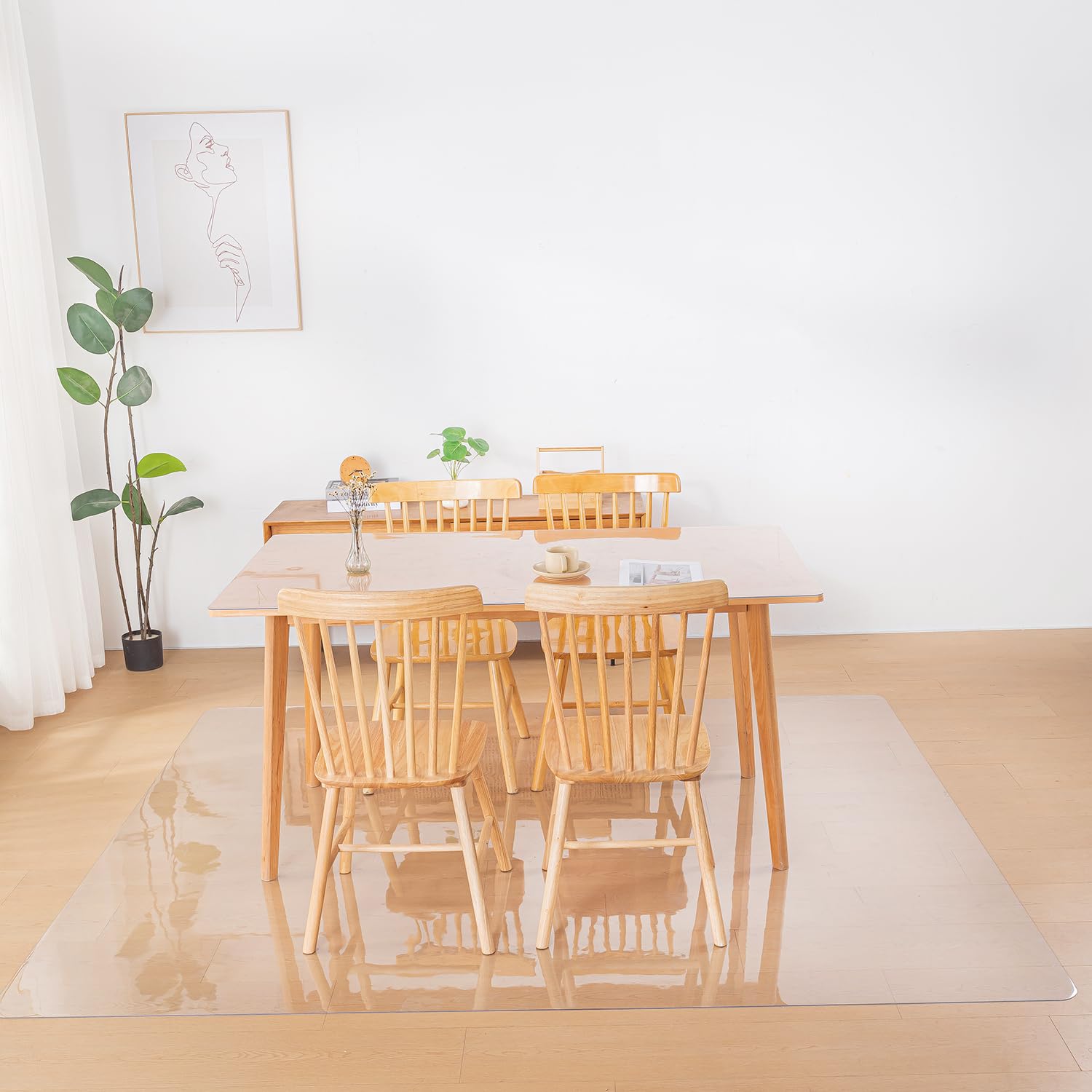 ダイニングマット チェアマット クリアフローリングシート 床保護マット カットできる 大型デスク足元マット テーブルマット サイズ200*300cm 厚さ1.5mm フローリングマット お手入れ簡単 床暖房対応