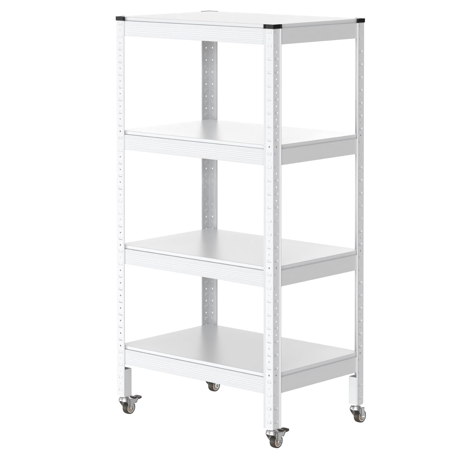 Umimileラック スチールラック キャスター付き 幅60cm 4段 耐荷重120kg/段 メタルラック (ホワイト, 幅60×奥行40×高さ114cm)