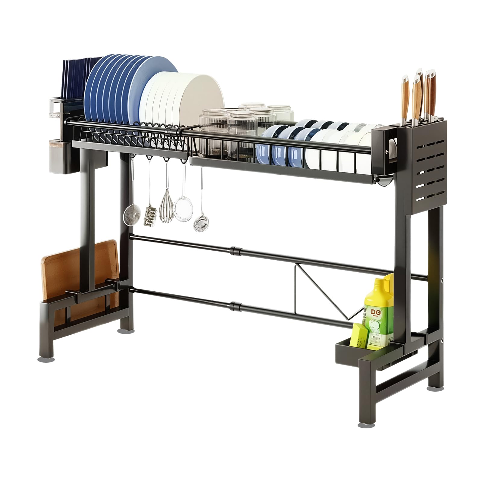 JPSunBloom 水切りラック シンク上 伸縮 ステンレス 食器水切りラック 大容量 ディッシュスタンド 包丁..
