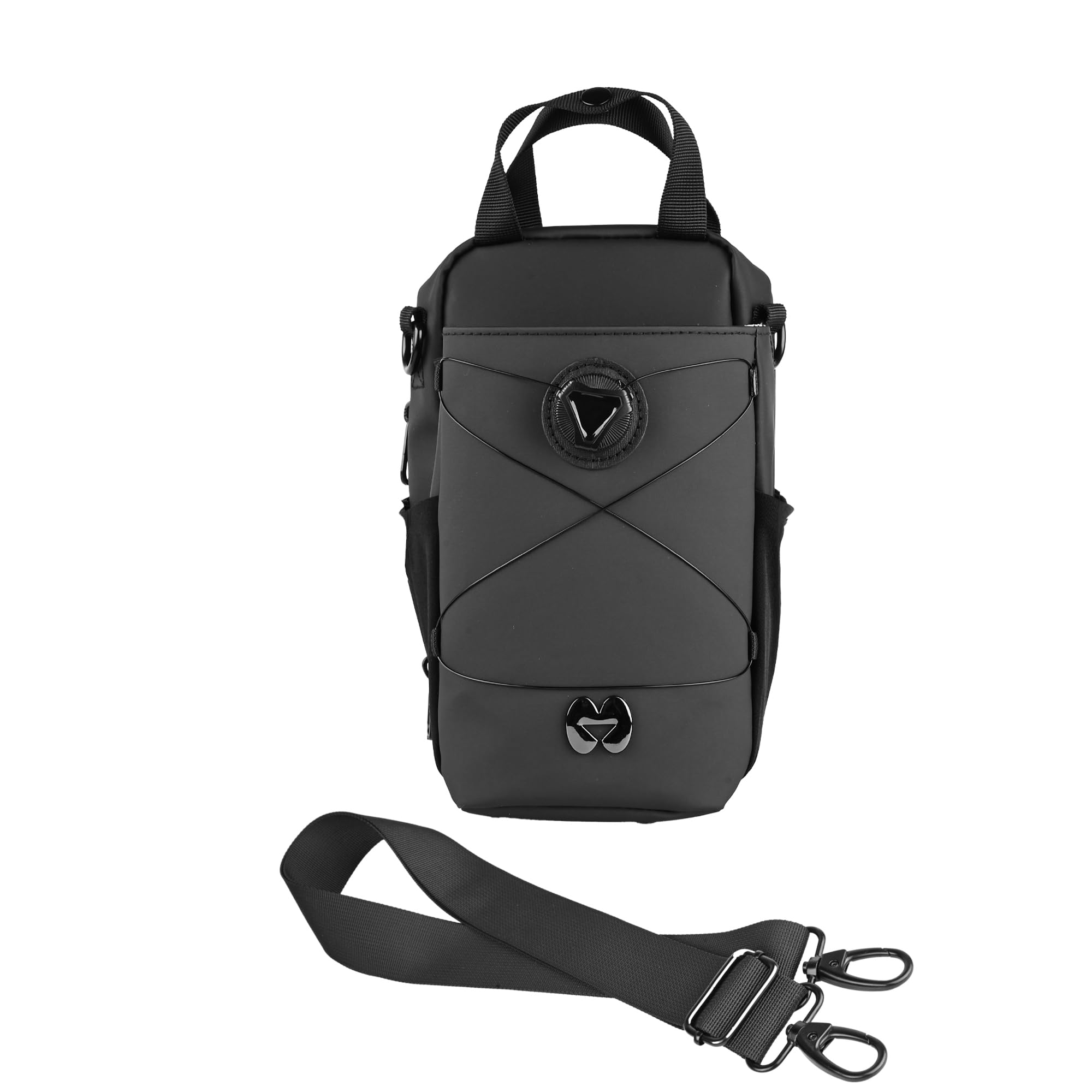 [Richboyz] マグネット付きジムバッグ：10kg強磁吸&防水耐擦・TPU製 - 磁気ウォーターボトルホルダー- ショルダー＆ハンド多場景対応 片手回転オープン&Suica専用スロット搭載 (ジム・通勤・アウトドア) - 男女兼用