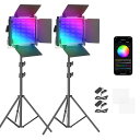 NEEWER 2パック660 PRO RGB LEDビデオライト アプリコントロール 9種類照明効果 360°フルカラー、50W調光可能 二色 3200K~5600K CRI97+ ライトスタンド付き 正放送/ゲーム/ズーム/YouTube/写真撮影用