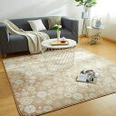 VK Living カーペット ラグ ラグマット 絨毯 200×250cm(約3畳) 滑り止め 洗える 防ダニ 抗菌 防臭 オールシーズン 床暖房 ホットカーペット対応 簡単に掃除 おしゃれ 北欧 フランネルラグ レースベージュ
