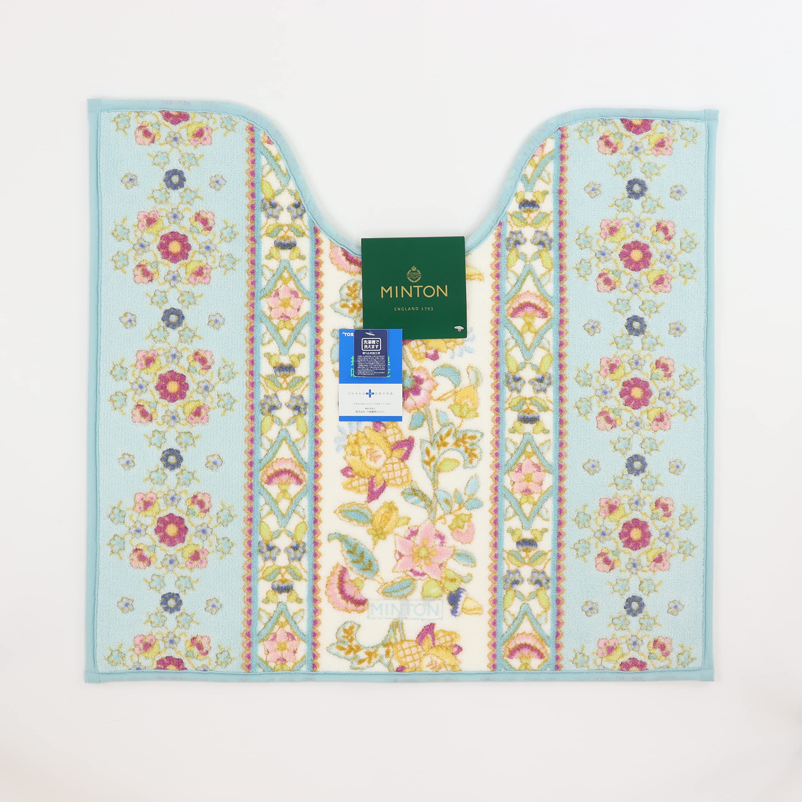 川島織物セルコン MINTON ミントン トイレマット タイルハドン ブルー 60×65cm FT1290