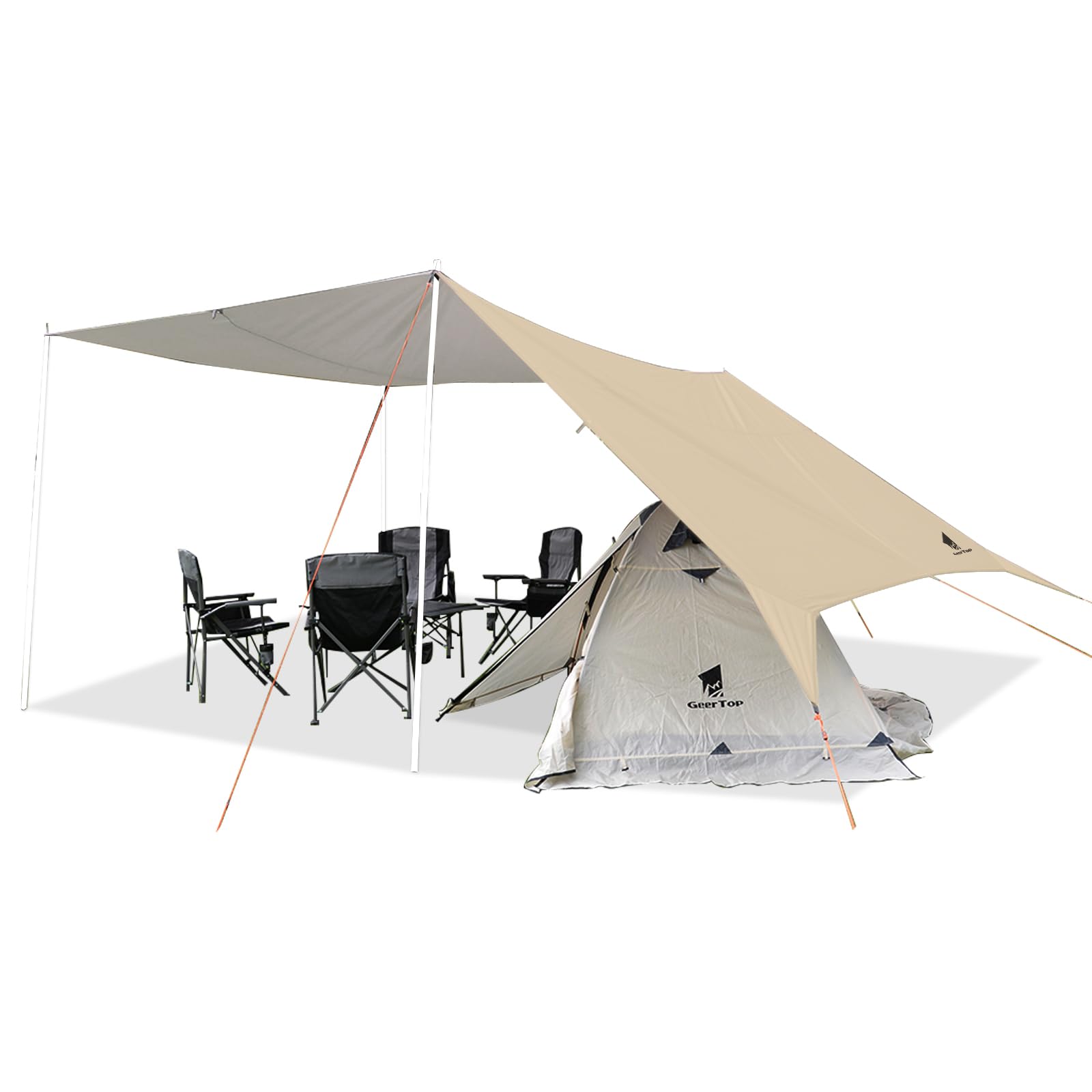 楽天湖南オンラインGeer Top 防水タープ キャンプ タープ 3m×5.25m 大型 UVカット UPF50+ 耐水3000mm 耐引裂 日よけ 紫外線カット 遮光 遮熱 カーサイドタープ アウトドア レジャー ピクニック 公園 観戦 車中泊 ビーチ カーキ