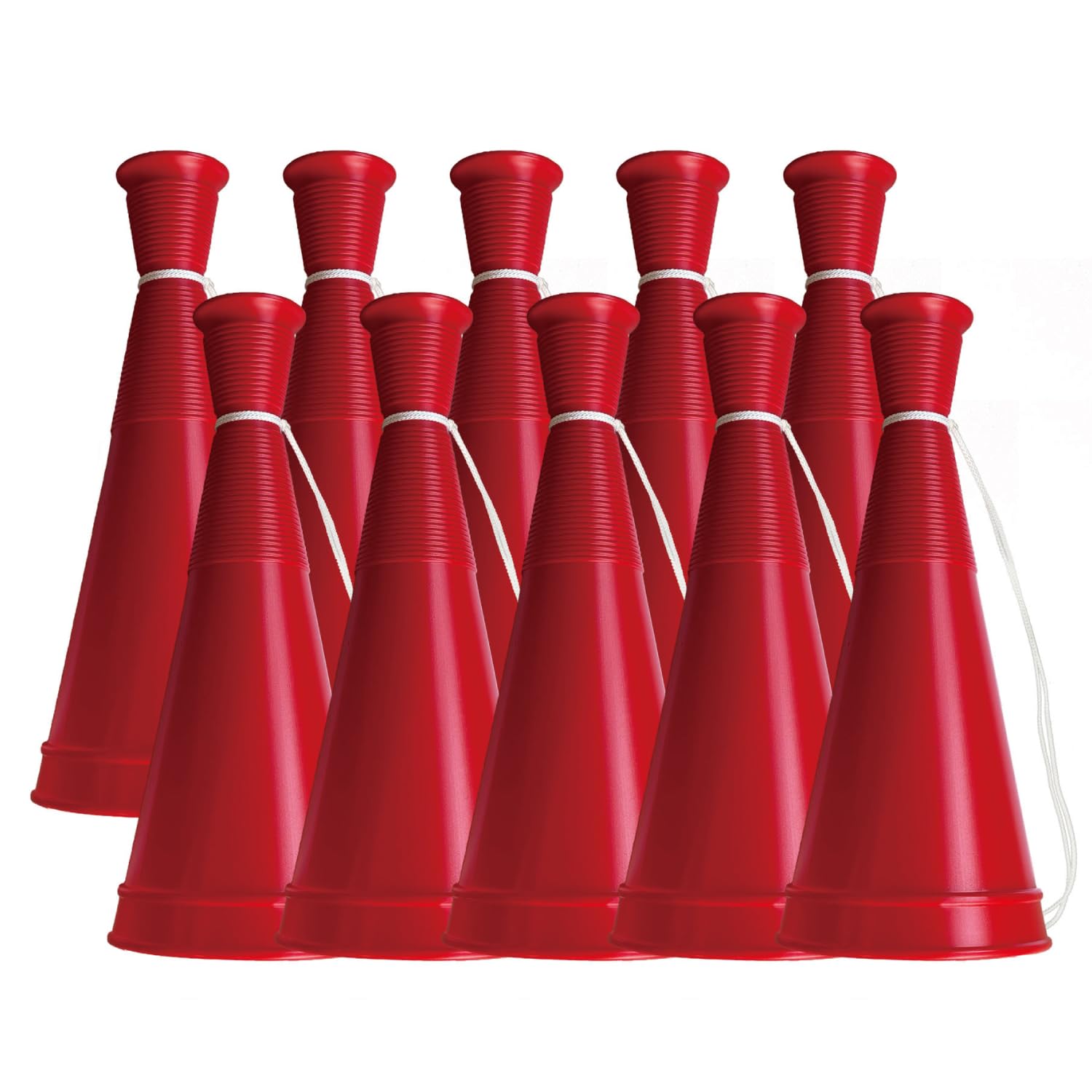 [メガホン 長さ33cm] 直径14cm 11色あり まとめ買いセット 大量 日本製 応援 野球 (10, 赤)