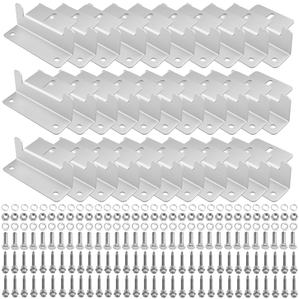 WMYCONGCONG 32個セット ソーラーパネル 取り付け金具 ソーラーパネル固定用マウント Z ブラケット アルミニウム合金 端部固定金具 太陽電池パネル用、RV ボート 屋根 壁 ドに適した