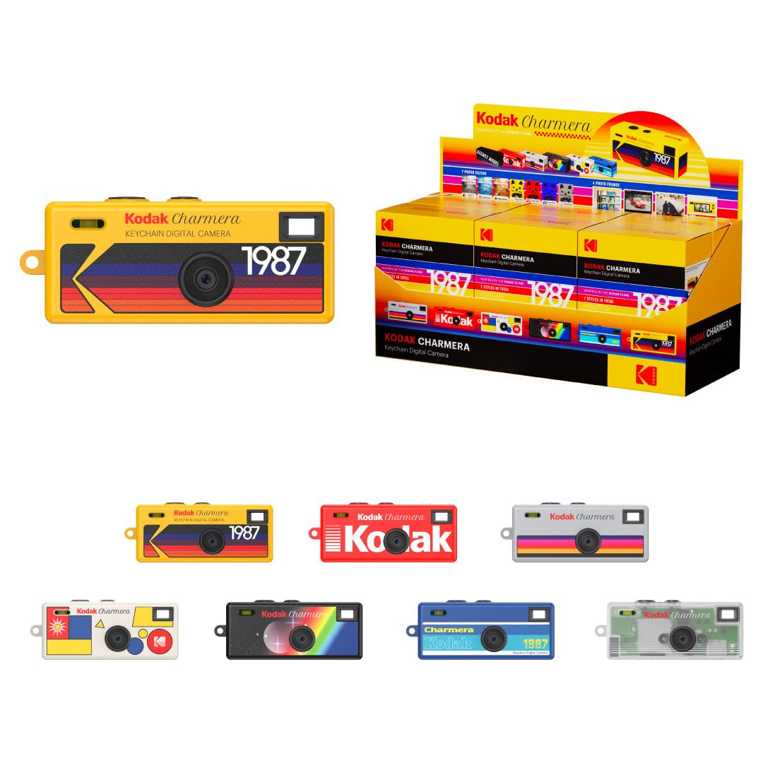 乐天商城 - KODAK CHARMERA キーチェーン デジタルカメラブラインドボックス全体セット(6個)ミニカメラ、デジカメ、ビデオ録画、バッグチャーム、フィルムシミュレーションプリセット、1.6メガピクセル、マイクロSDカードスロット、初心者、ティーン、大人向け