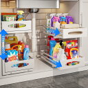 SIUSA シンク下 収納 スライド式 洗面所 収納 2段引き出し式 キッチン収納 2個セット シンク下収納ラック 幅20cm 洗面台下 調味料 収納 小物整理...