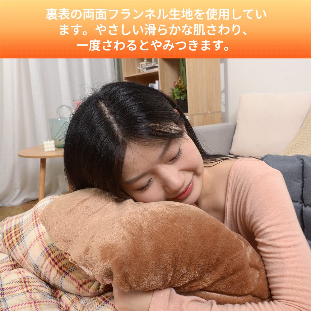 Peto-Raifuこたつ布団 こたつ厚掛け布団 掛け布団単品 正方形 リバーシブル 両面使える なめらか フランネル素材 発熱綿使用 保温性 丸洗いOK 毛抜けない 植物柄 ベージュ 185×185cm konanonline-10287405 湖南オンライン サンプル画像3