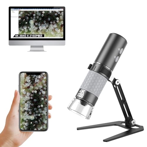 Ninyoon USB顕微鏡4K WiFi の顕微鏡は立場を改善しました iPhone Android PC対応、50-1000X USB デジタルの顕微鏡無線 HD の内視鏡のカメラ、 iPhone iPad Android 電話タブレット Window
