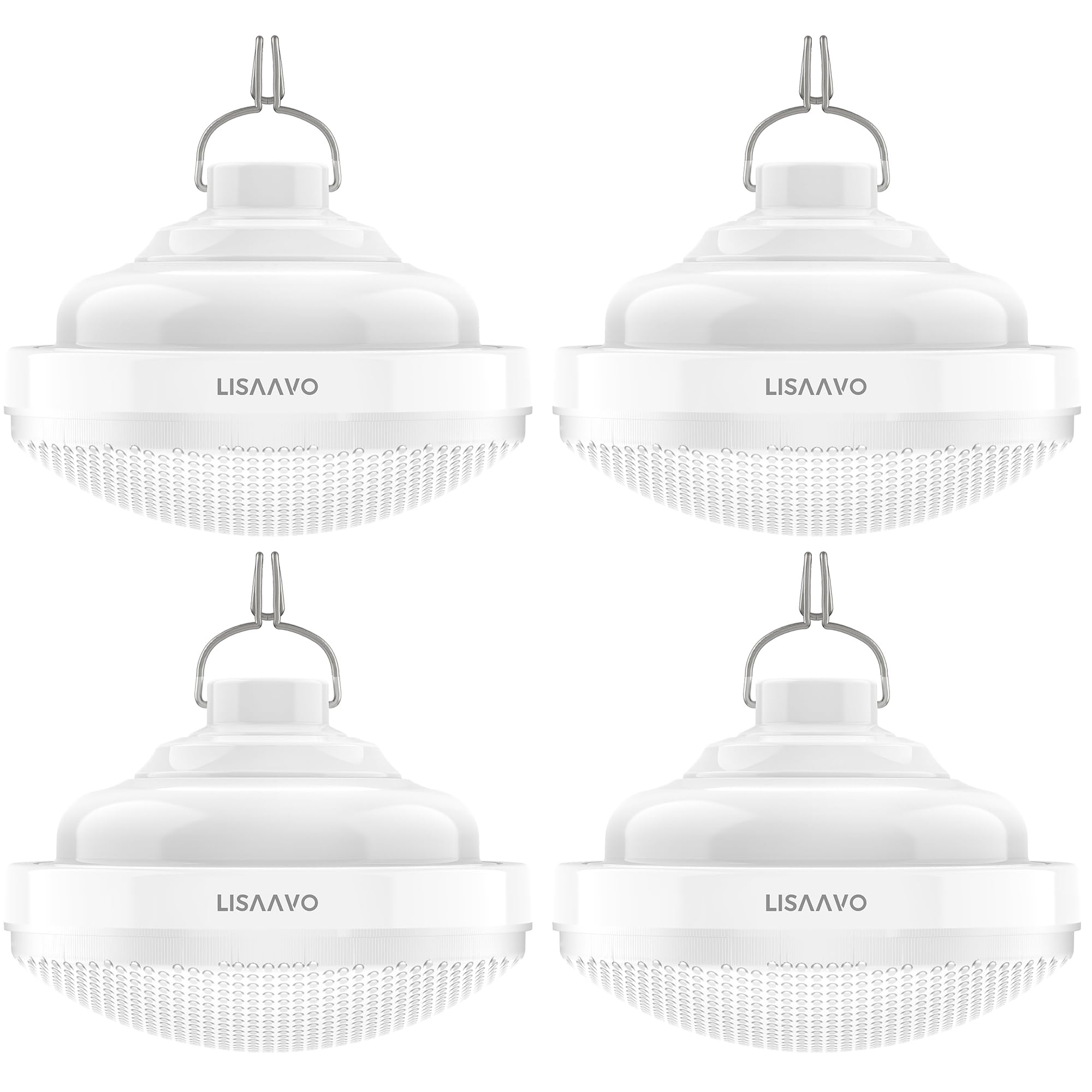 ・LISAAVO 4個セット Ledランタン 充電式 2400mAh大容量 USB充電式 小型軽量 3段階調光 テント/防災/キャンプ/釣り/作業用 吊り下げ＆マグネット対応 非常用ライト (ホワイト)