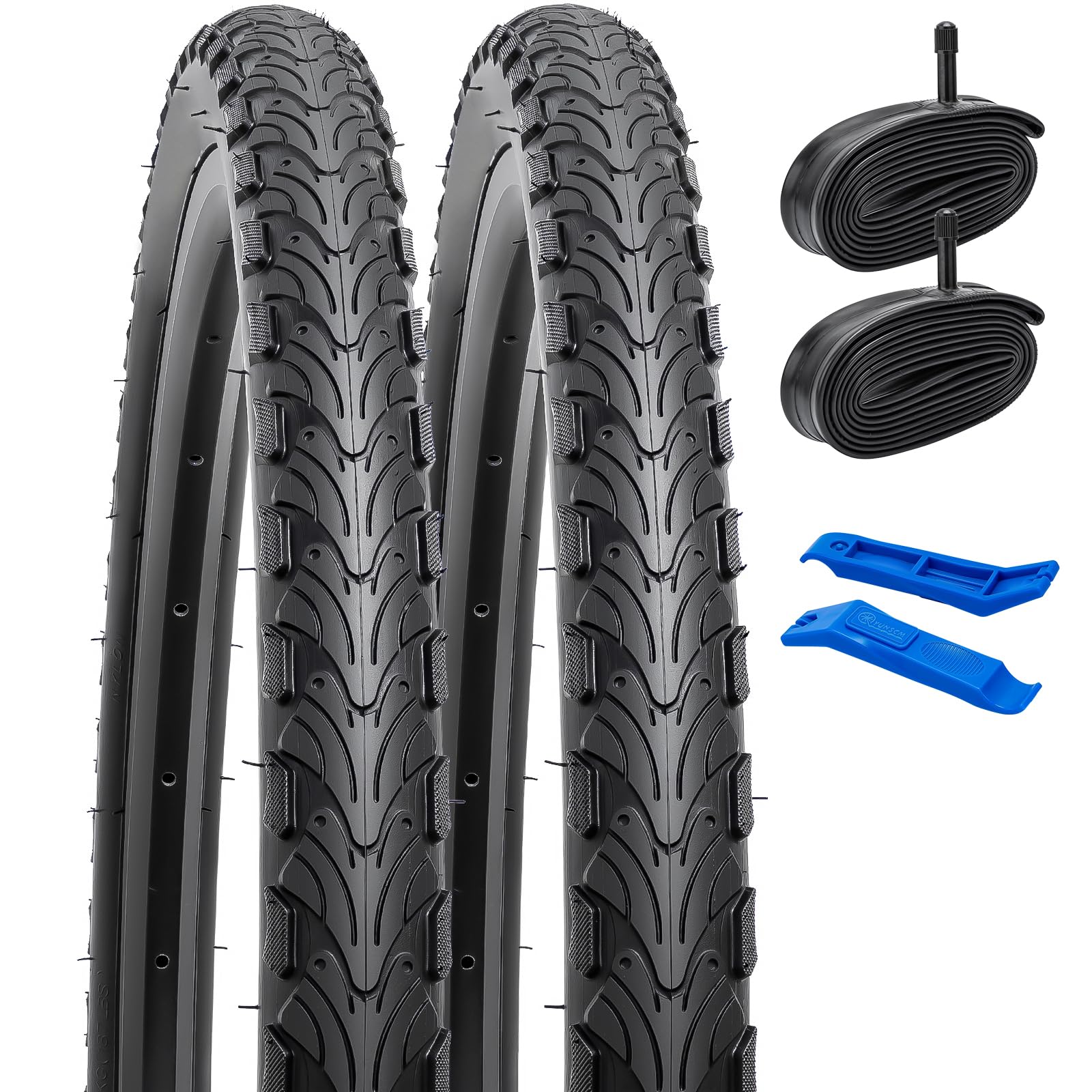 YunSCM 2本セット,24 1.95 タイヤ,自転車 タイヤ 24 1.95 53-507 + 24x1.75/2.125 チューブ米式バルブ32mm+タイヤレバー,適用 24インチ1.95 マウンテンバイク,Y-2017