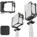 Insta360 Ace Pro/Ace Pro 2/Ace 対応 ケージ アルミ合金 クイックリリース 保護フレーム,レンズ保護カバー付き, カメラ保護ケース コールドブーツスロットとアダプター付き、三脚、自撮り棒、マイクに接続できます