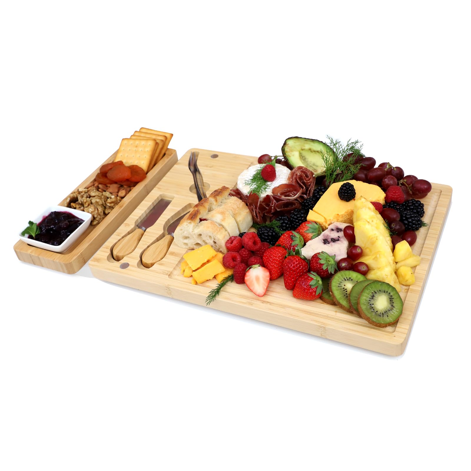 竹製まな板、パーティー チーズボード、大型シャルキュトリーボードセット、チャーキュテリー 大皿 & ..