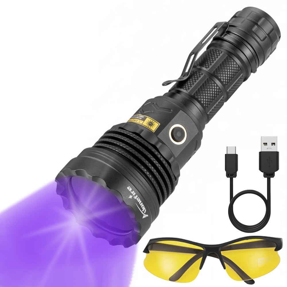 Alonefire SV52 25W 紫外線 ブラックライト 強力 UV LED ライト 波長365nm USB充電式 アニサキスライト..