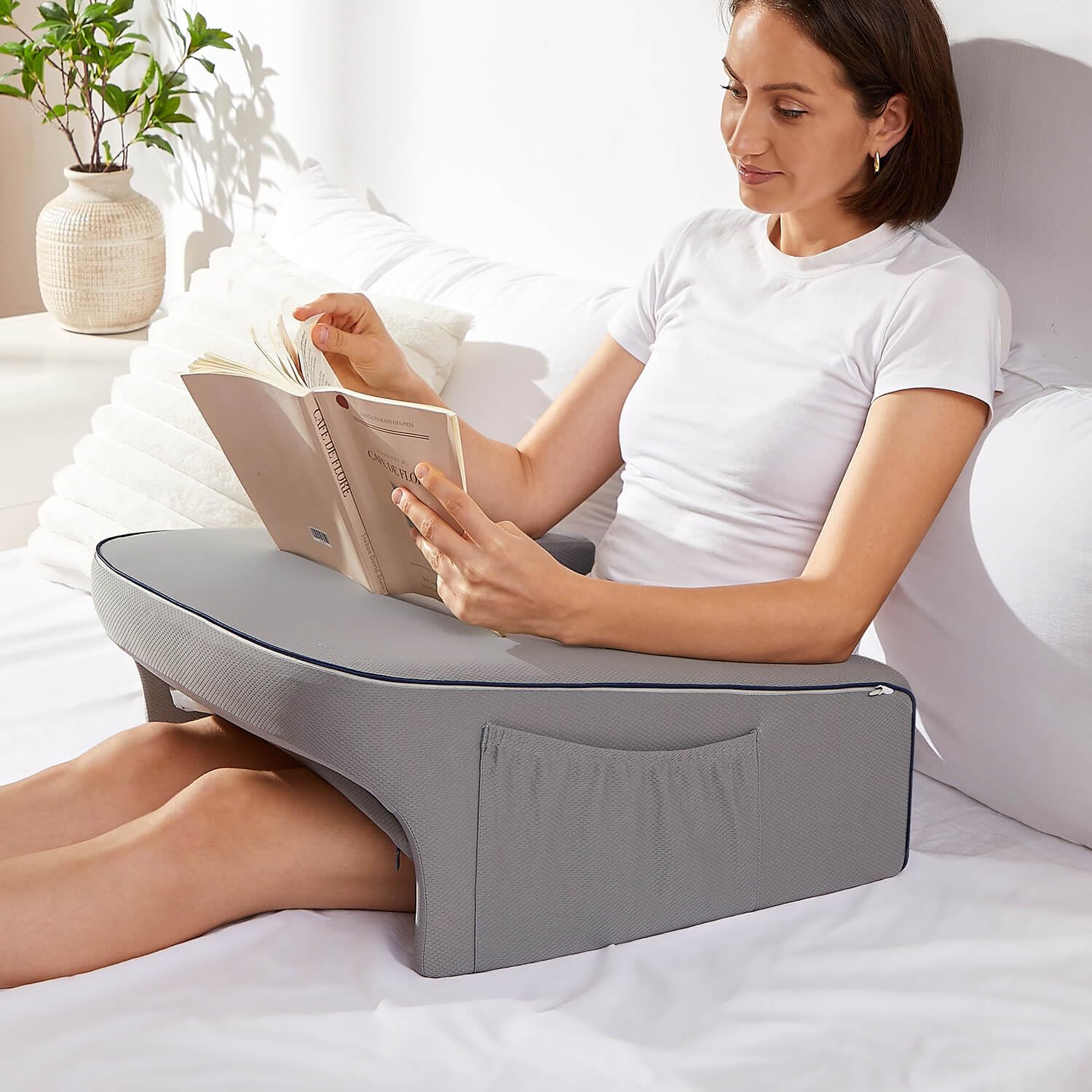 cooloo8 読書用枕 ベッド用 膝上テーブル 肘置き クッション 膝のせクッション PCデスク ベッド用 テレ..