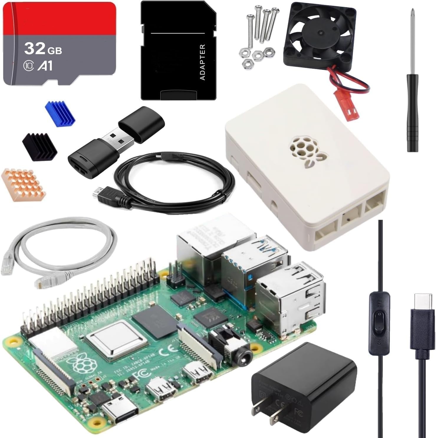 Vesiri Raspberry Pi 4B Starter Kit技適取得済 Raspberry Pi 4 Model B(RAM 4GB)/ラズベリーパイ4B/32GB カード/5V 3A USB-Type-C ON/OFFスイッチ付き電源アダプター/