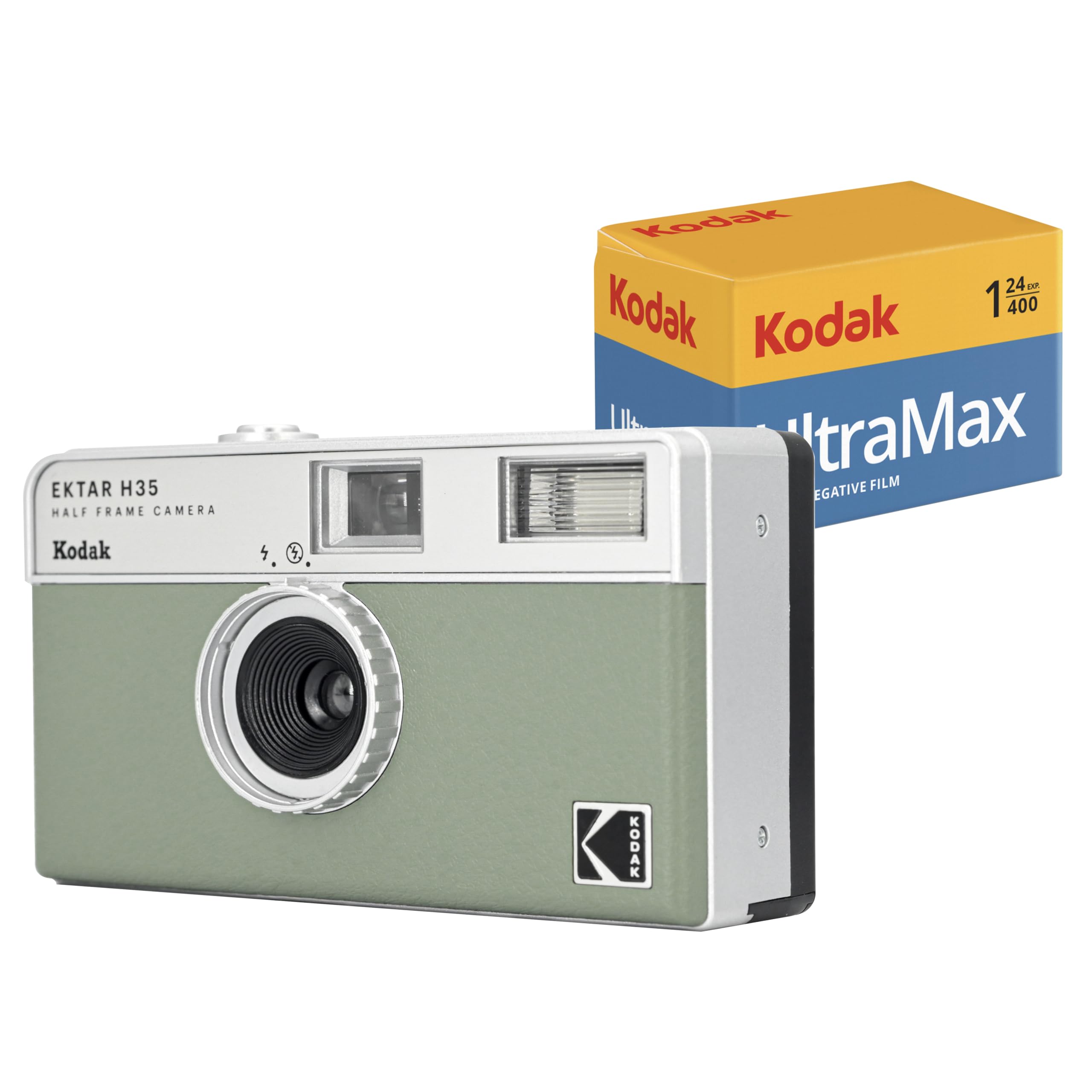 コダック(Kodak) 【国内正規品】 EKTAR H35 ハーフフレーム フィルム カメラ (セージ) Kodak Ultramax 400/24EXP 35mm ロール フィルム付きバンドル