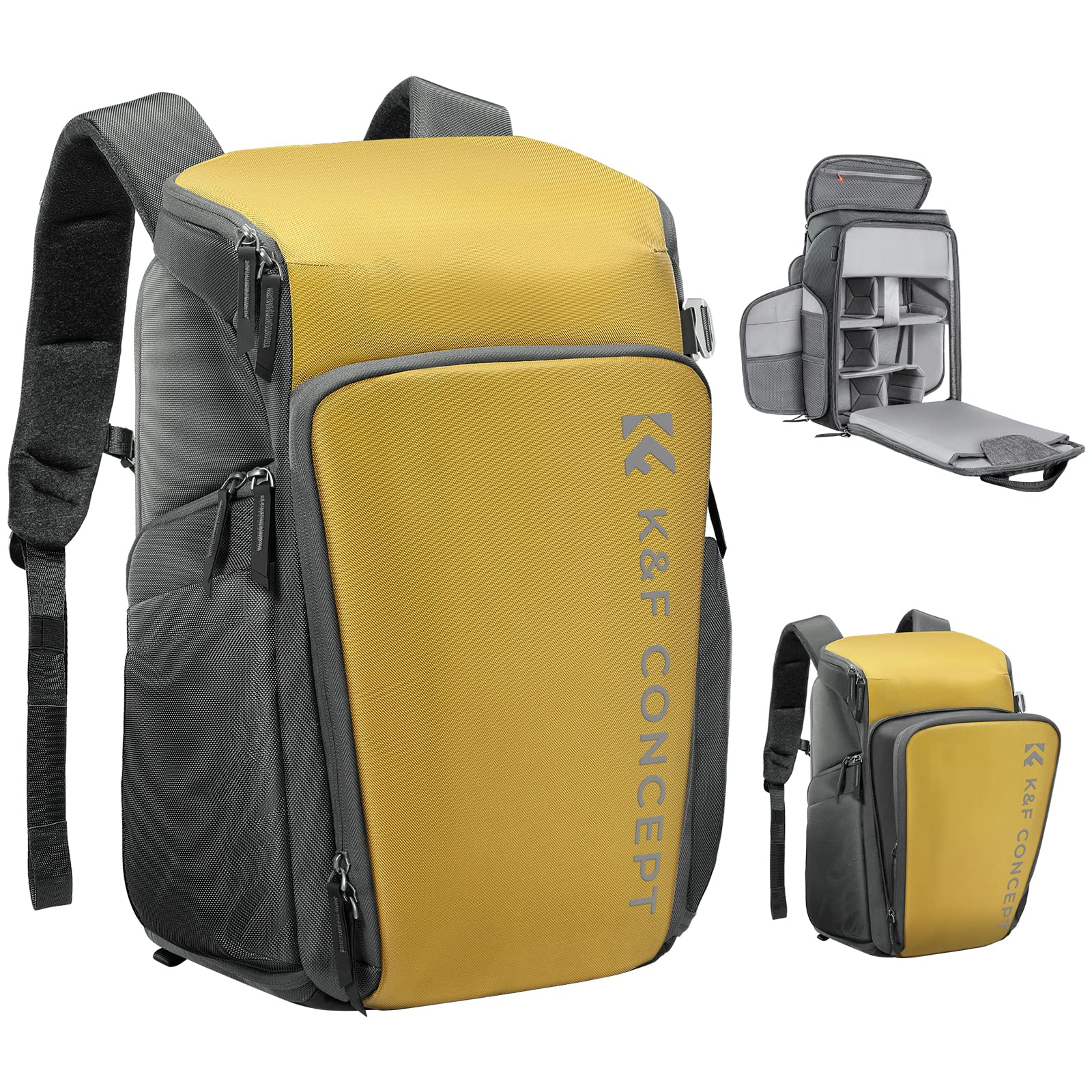 楽天湖南オンライン[K&F Concept] カメラバッグ カメラバックパック カメラリュック 25L 大容量 おしゃれ 2気室 多機能 男女兼用 一眼レフバック 容量拡張可 一眼レフ/16インチPC/三脚収納可 旅行/登り/出張/アウトドア撮影バックパック