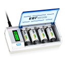 EBL 単2電池 充電式 充電器付き 単二電池充電式4本 充電器セット LCD充電器+ 単1/単2/単3/単4/9Vニッケル水素/ニカドに対応 Cセル5000MAHバッテリー リフレッシュ充電器 単一 単二 単三 単四電池の充電(3)