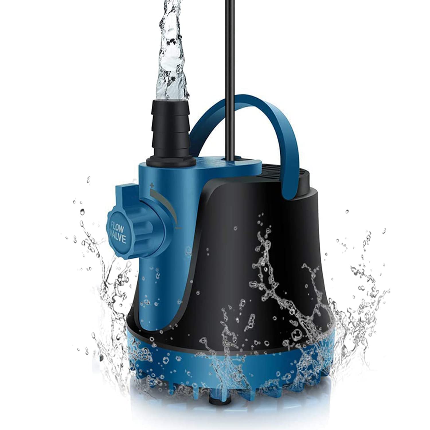 ・【商品仕様】・入力電圧：AC 100V　・周波数：60Hz ・電力：80W ・最大流量：3500L/H　・最大揚程：3.5Mぐらい ・ノズルサイズ：19mm&25mm ・騒音クラス：40デシベル以下 ・電源コードの長さ：1.9M・【底部入水式で低水位対応】底部入水の設計で、水位が低いところも排水できます。最低使用水位:1cm。・【吐出量調整可能】循環ポンプの正面に流量調整ノッブが付いて、吐出量が最大3500L/Hまで、揚程は3.5Mまで調整できます。流量の調整を通して、揚程の高さも微調整できます。（揚程量は水道管の揚水高さであり、給水ポンプが直接に噴水の高さが大きく違います。）・【2つノズル＆ハンドル付き】水中ポンプに2つノズル（19mm&25mm）が配置されますので、異なる水流効果を作ることが可能です。ハンドルも付いて、運びに便利です。・【広幅の場所に適用】小型水中ポンプは水族給水・排水の流れを作られるために設計されているので、水族館、噴水、魚の池、魚介類の養殖場など水循環は必要な所はもちろん、家庭プールやお風呂の水を洗濯機に吸い上げるなどのご使用も楽になります。