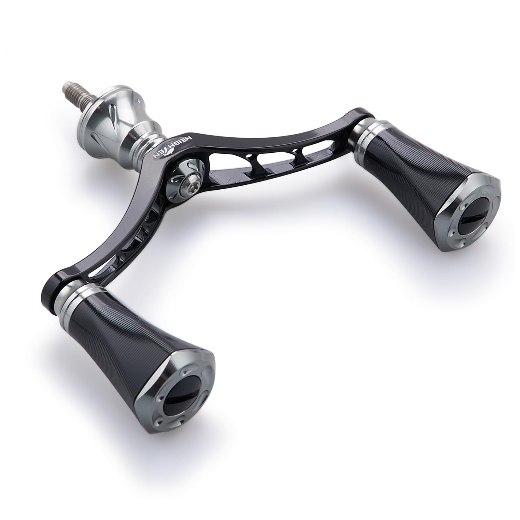 HEIGHTEN 80mm リール ハンドル 20mm ノブ 搭載 シマノ ダイワ 通用 スピニングリール用 Tornado Series (ブラック＆ガンメタル) (702)