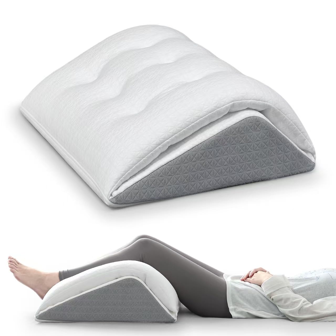 HAVARGO 足枕 就寝用 むくみ対策 膝枕 厚さ調整可能 ふわふわ 低反発+高反発 多機能 背もたれクッショ..