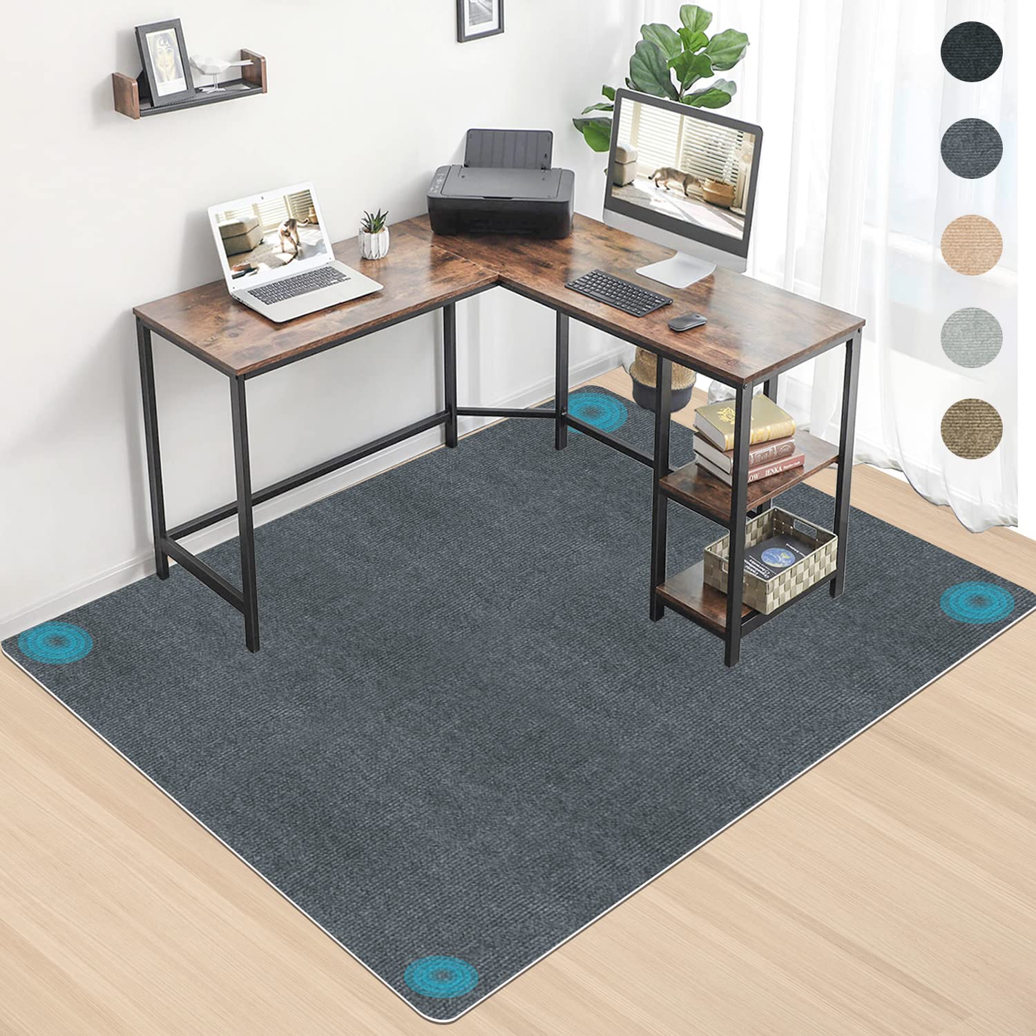 【 限定ブランド】デスクチェアマット 160×140cm 厚さ4mm 超大サイズ 床保護マット WEIDUOYI ずれない ダイニングマットPVC滑り止 ズレない デスク 椅子 マット 吸音 床傷防止 丸洗い可能 床暖房対応(ダークグレー)…