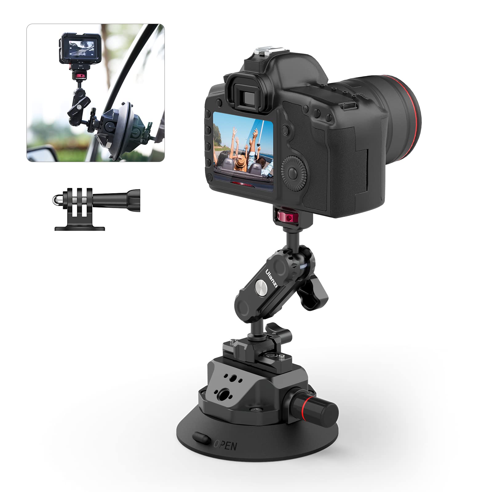 乐天商城 - Ulanzi SC-02 カメラ用吸盤マウント 車載マウント GoPro Insta360 DJI カメラ用 360°回転 アルミ合金製 車載ホルダー 車載用車外フロント フロント・リア・サイドのガラスに吸着でき 取り付け簡単 4.5インチ 耐荷重3kg