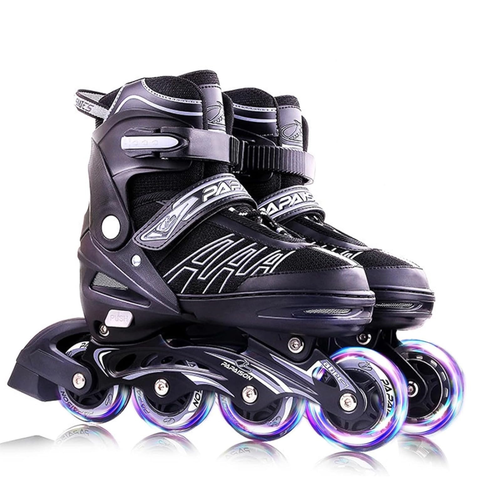 SIGESHUO インラインスケート ローラースケート サイズ調整可能 全発光ウィール 通気性 高速 静音 人間..