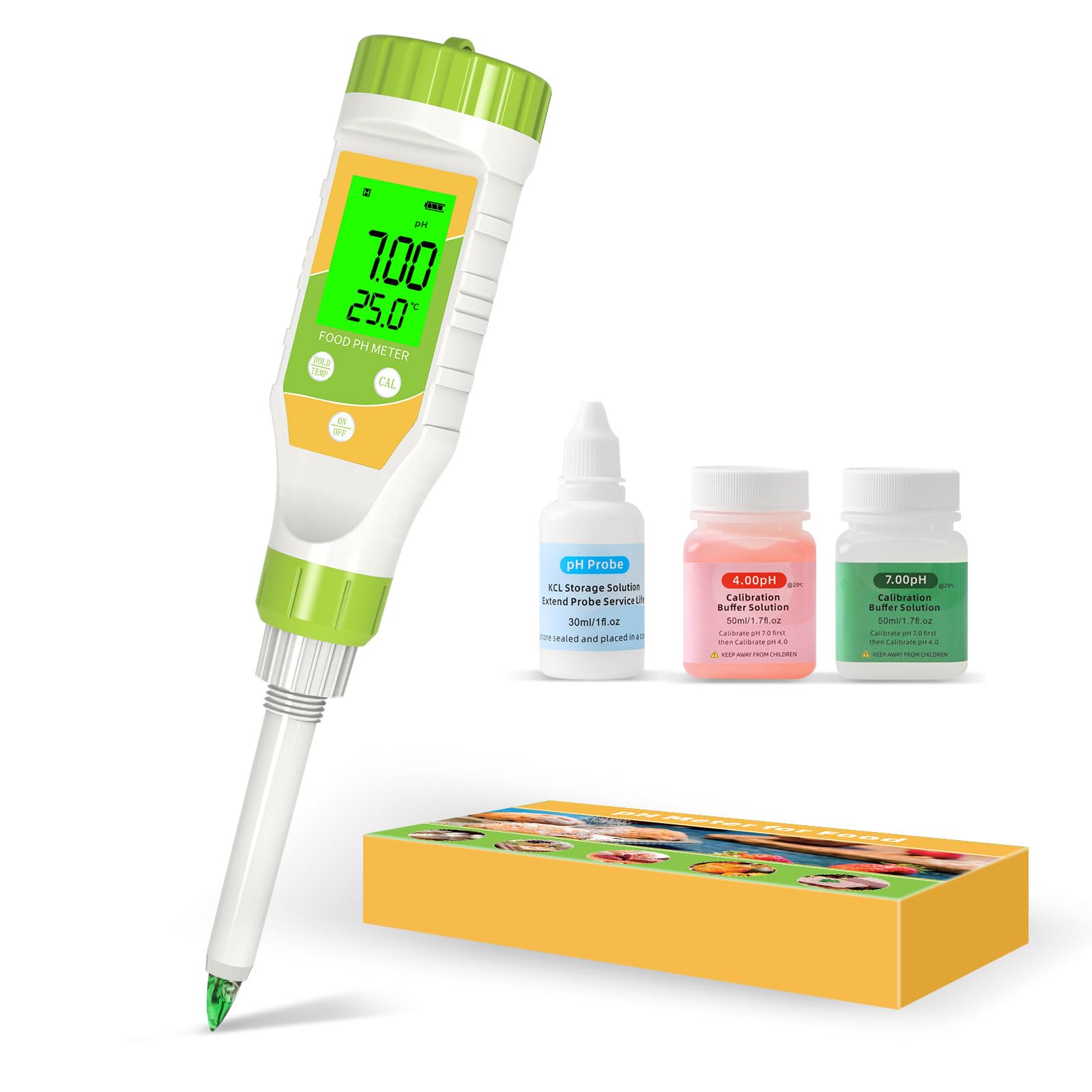 Slyfox 食品デジタルpH/温度計 食品pHテスター（酸生地とパンに適切）食品pH計（缶詰、肉類、チーズ、..