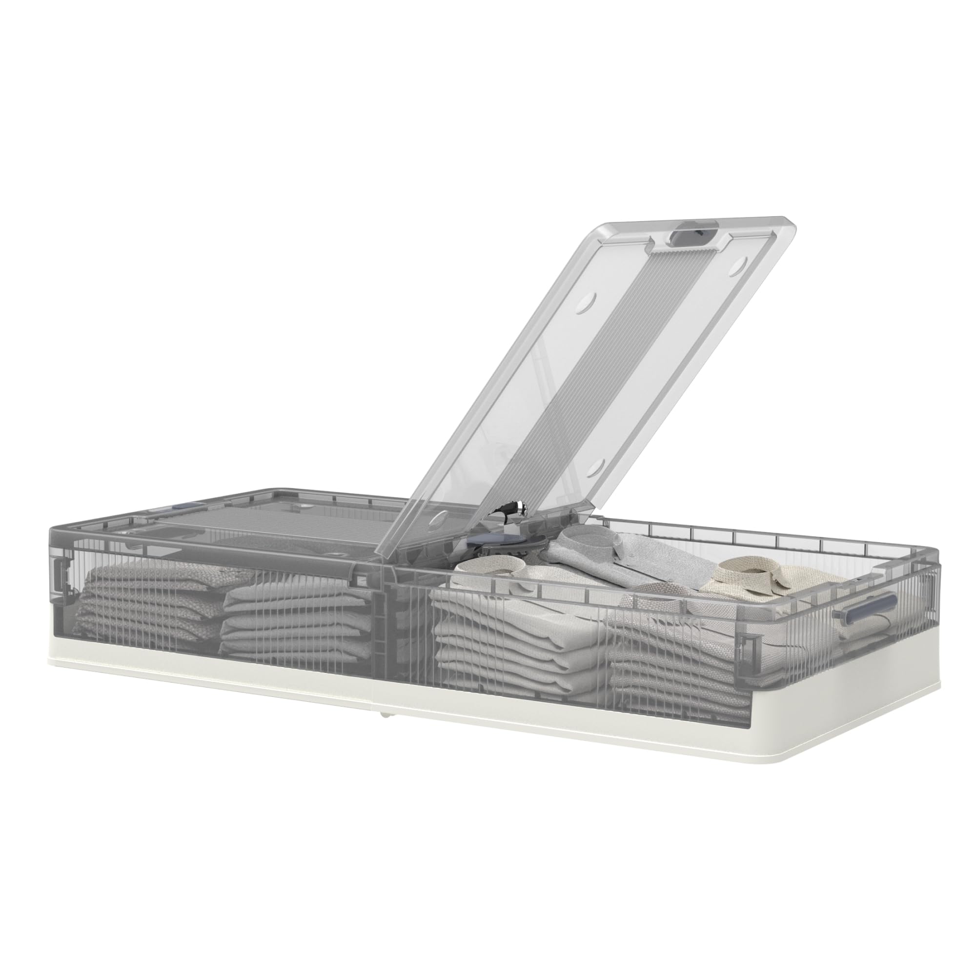 FLEXISPOT ベッド下収納ケース ベッド下収納ボックス 衣装ケース 収納ケース 収納ボックス コンテナ ボックス ベッド下収納 STD 折り畳み式 積み重ね可能 キャスター付き 衣類収納 書類収納 大容量 (グレー, 48L(高さ15cm))