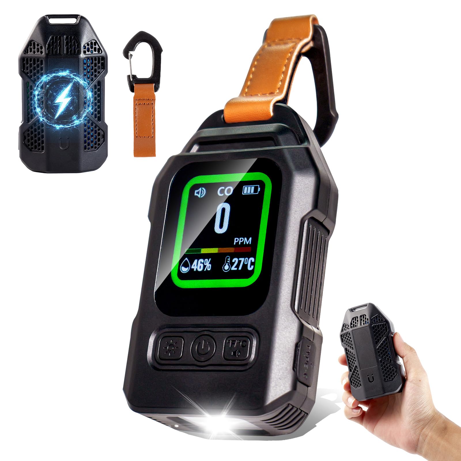 Yidito 一酸化炭素チェッカー 高精度 COアラーム デジタル 温湿度計 LED ライト キャンプ 車中泊 薪ス..