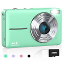 AiTechny デジタルカメラ デジカメ 4400万画素 1080p動画 16倍ズーム 2.4インチIPSスクリーン ビデオ録画 ウェブカメラ 多機能カメラ ストラップ付き 使いやすい 軽量 小型 子供の日 プレゼント (グリーン+32gメモリカード)