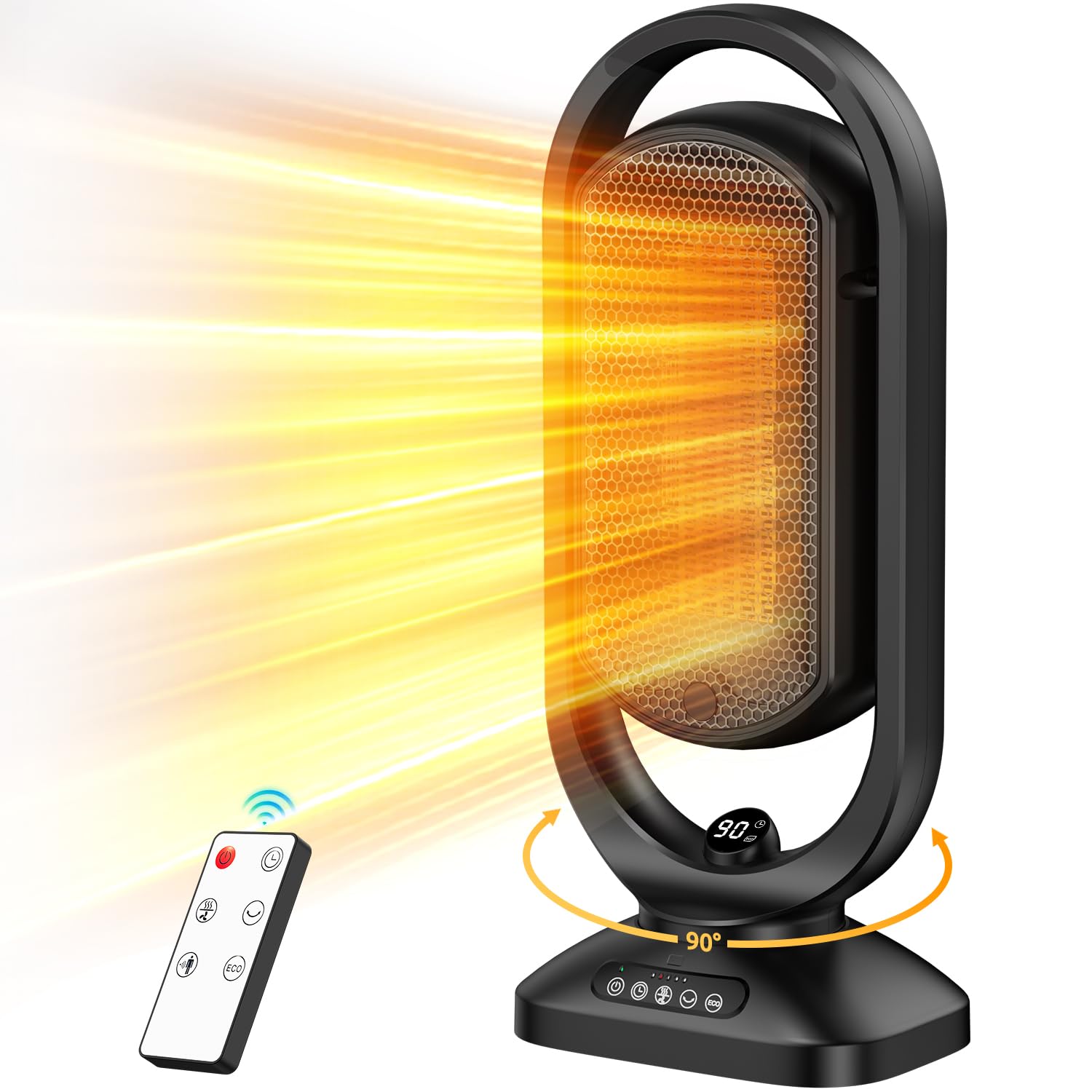 Bexeze セラミックヒーター 【ECO知能恒温 節電対策】 セラミックファンヒーター 暖房器具 省エネ 電気 ファンヒーター 左右自動首振り 3段階温度調整 500W/800W/1200W 切り忘れ防止 二重過熱保護 転倒OFF タイマー機能 リモコン