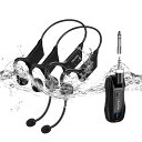 ワイヤレス完全防水マイク KIMAFUN2.4G無線フィットネスヘッドセットマイク IP67防水&防塵 2人同時使用可能 プラグ&プレイ 瞬時接続 ノイズ軽減 360°集音 50M伝送距離 6時間連続使用 フィットネス、スピニング、ヨガ、水泳に等最適