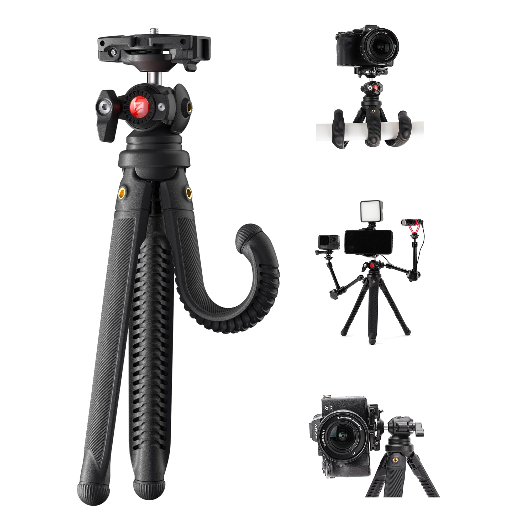 Freewell Vlogpod 3K 三脚スタンド 携帯電話ホルダー コールドシューマウント 1/4インチネジ付き - iPhone デジタル一眼レフカメラ ビデオブログセルフィーに最適 最大6.6ポンドまで収納可能