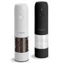 電動ペッパーミル、USB充電式自動塩こしょう挽き器 - 胡椒 ミル、粗さ調節可能、LEDライト付き、リフィル可能(2個セット、ブラック&ホワイト)