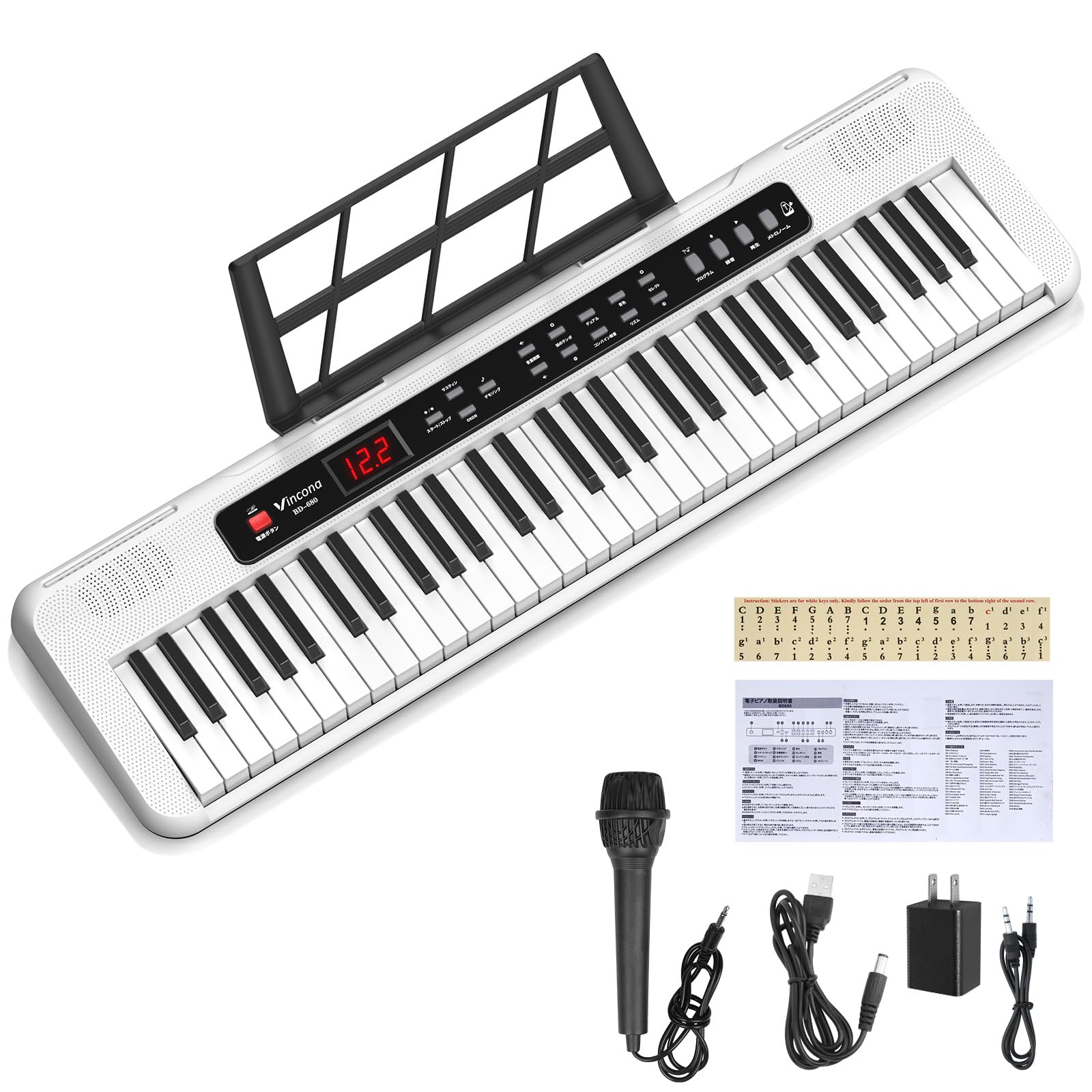 【新品未使用】電子ピアノ 61鍵盤 キーボード 白 軽量 キーボード ピアノ 61鍵盤 超軽量スリム設計 TORTE TSDK-61 〔トルテ