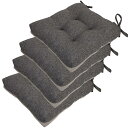 BLISENCHY ダイニングチェア用ノンスリップチェアクッション4個セット、45.72cmx7.62cmx7.62cm ひも付き房状キッチンシートパッド ・ 快適でソフト (ブラックグレー)