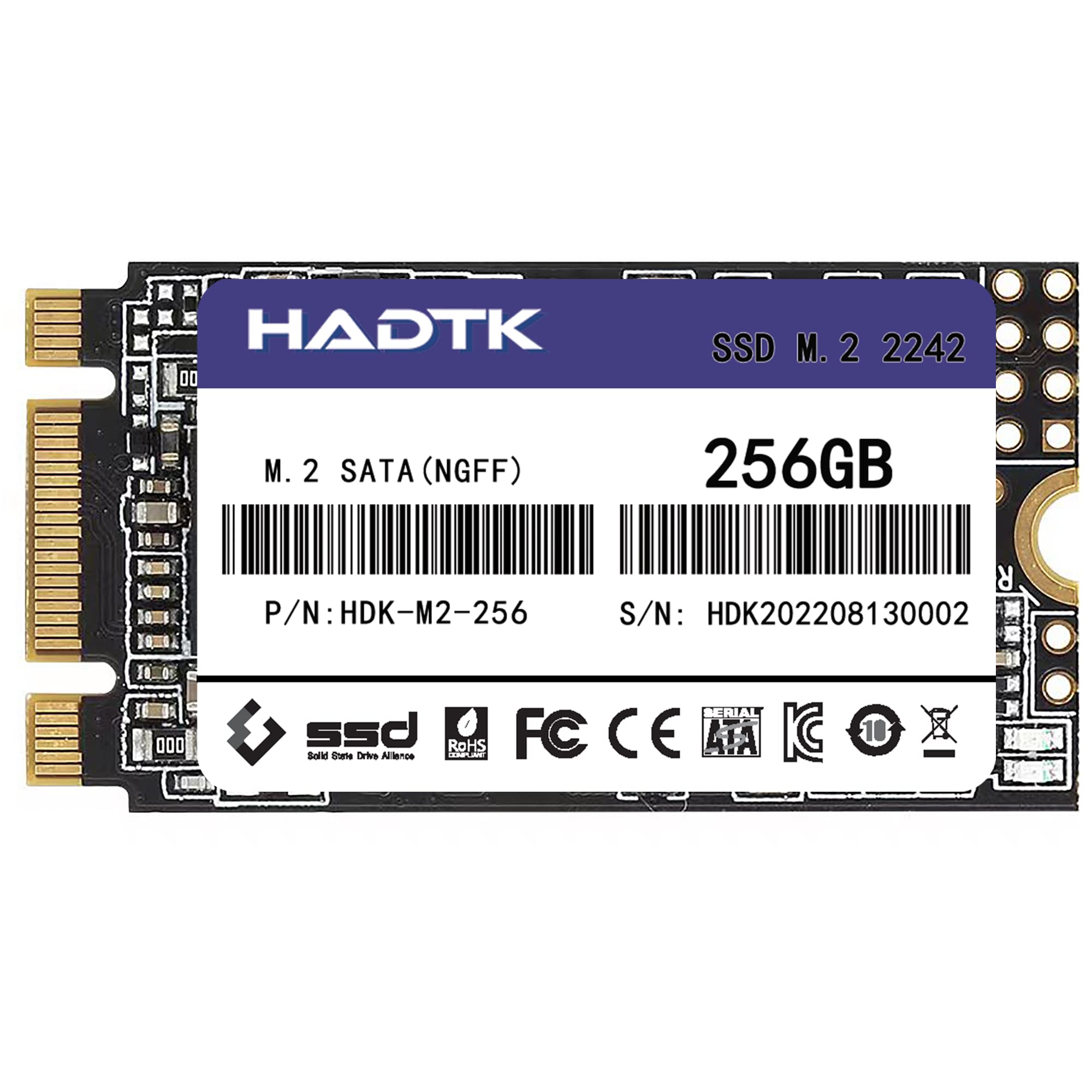 HADTK 256GB 2242 NGFF(M.2 SATA) 内蔵SSD 3D NANDチップ搭載 Thinkpad X240 X240s X250 T440対応 メーカー3年保証