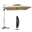 MAYAMI-Home パラソル ガーデンパラソル 220/250cm 風に強い 長方形 大型 360°角度調節 家庭での使用 商業利用(傘本体のみ、ベースなし) (250cm, カーキ)