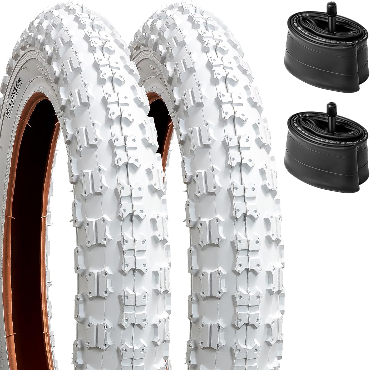 2本セット,14 2.125 タイヤ,14x2.125 自転車タイヤ + チューブ 肉厚 米式バルブ32mm +リムテープ,適用 ..