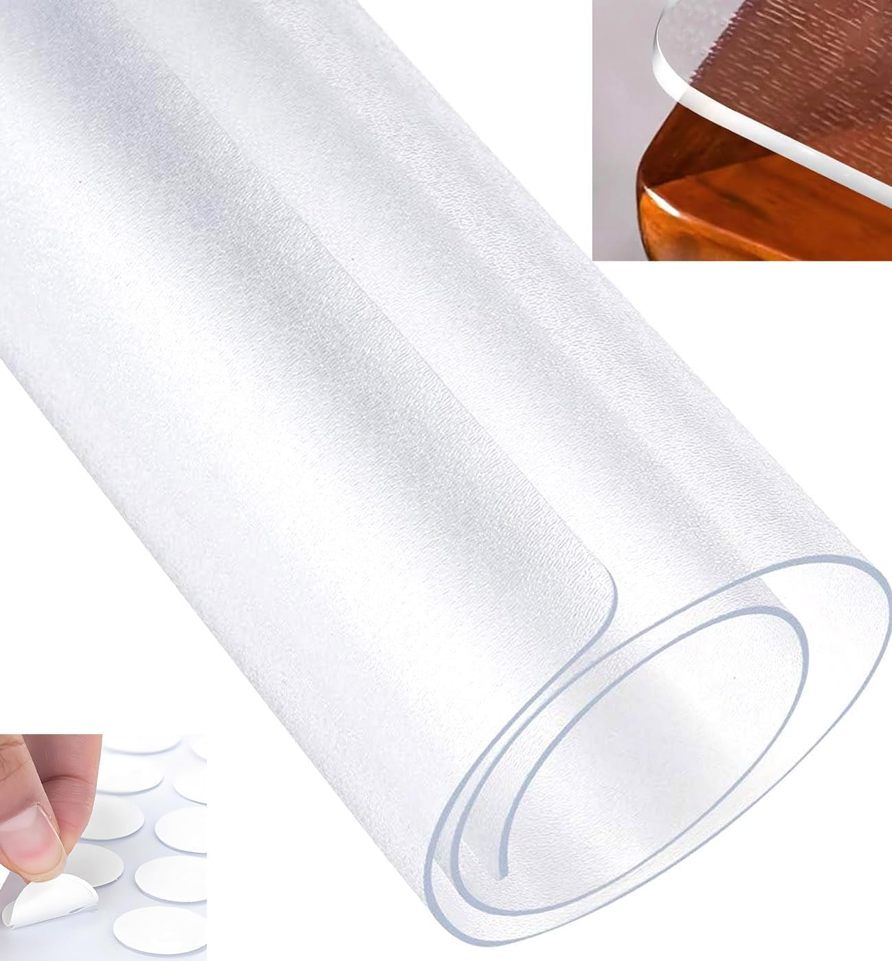 NaturesHomeテーブルクロス ビニール 透明 エンボス加工 【10枚 透明両面テープ付き】学習机マット ，デスクマット，防水，耐油，厚手，1.0mm 1.5mm 2.0mm,カット,耐熱長方形,クリア ビニール 無臭 PVC製 テーブルカバー (2