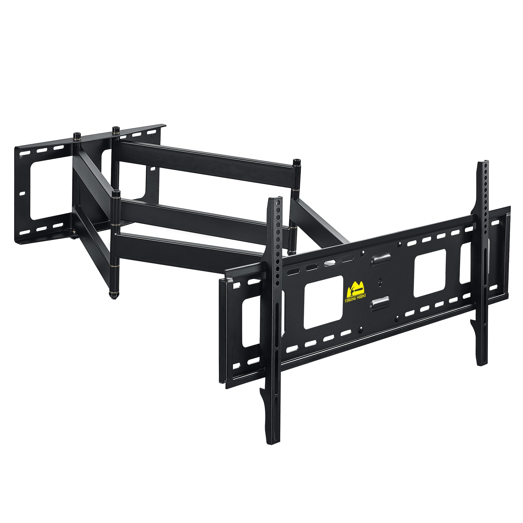 FORGING MOUNT テレビ壁掛け金具 55-95V大型壁掛けテレビ金具 耐荷重75kg 108CM超ロングアーム フルモーション式多角度調節 回転90°VESA800x400mmまで 16"/12"の木間柱に対応 3軸バブル水平器、ケーブルカバー付