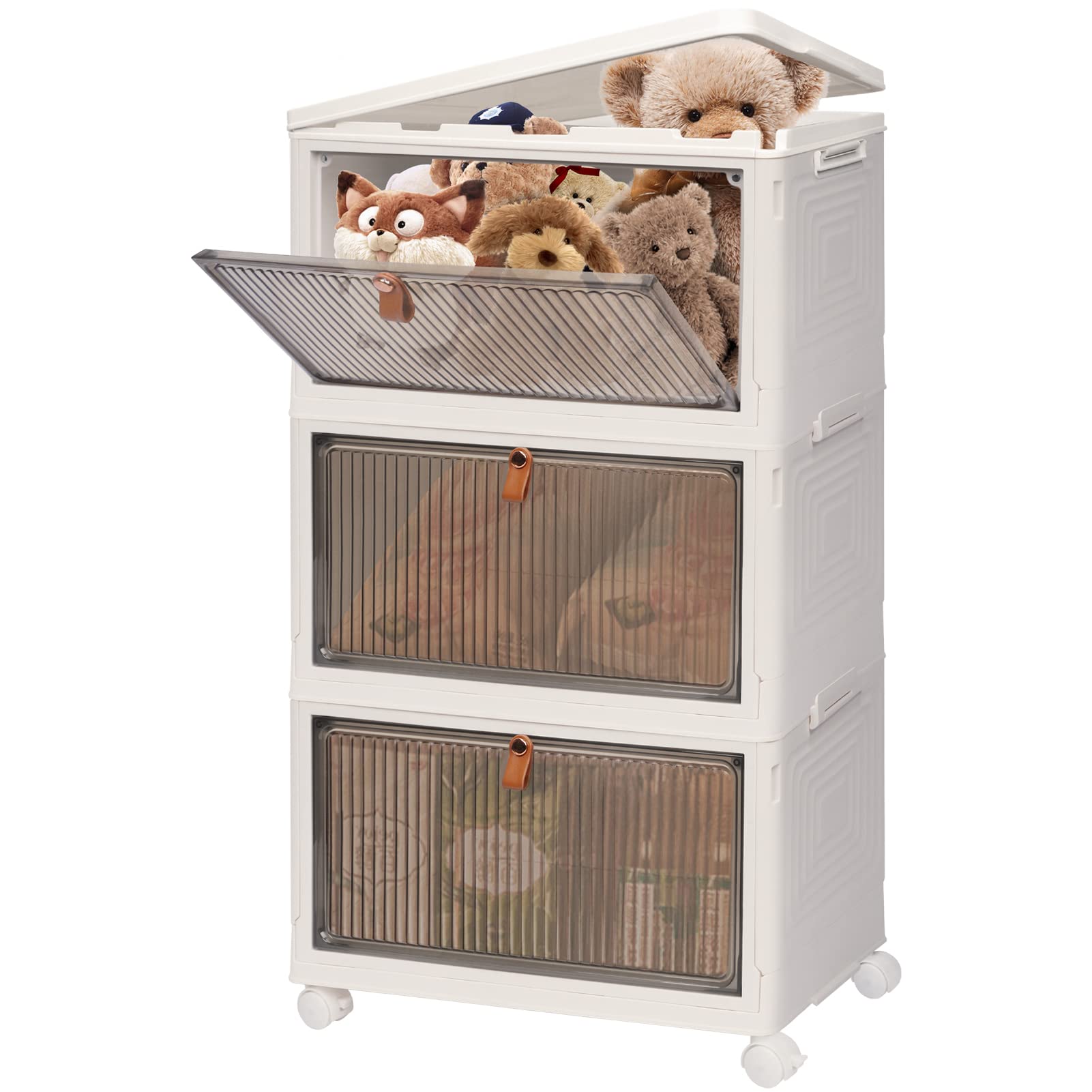 Y-Step 収納ボックス 衣装ケース 3段式セット 折り畳み収納ボックス キャスター付き 収納ケース積み重..