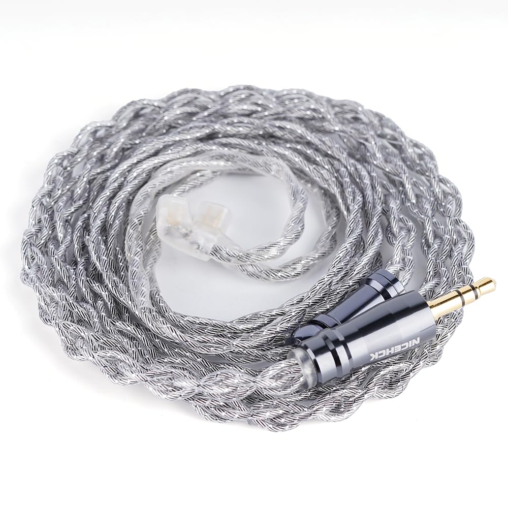 NICEHCK SilverWings イヤホンリケーブル アップグレードケーブル 高導電銅＋高導電銅メッキ銀＋6Nなまし銅＋6N焼鈍銅メッキ銀ミックス導体 6N純度 アルミ箔シールド qdc 2Pin 3.5mm 交換用イヤモニ 音質改善 hifi 金属