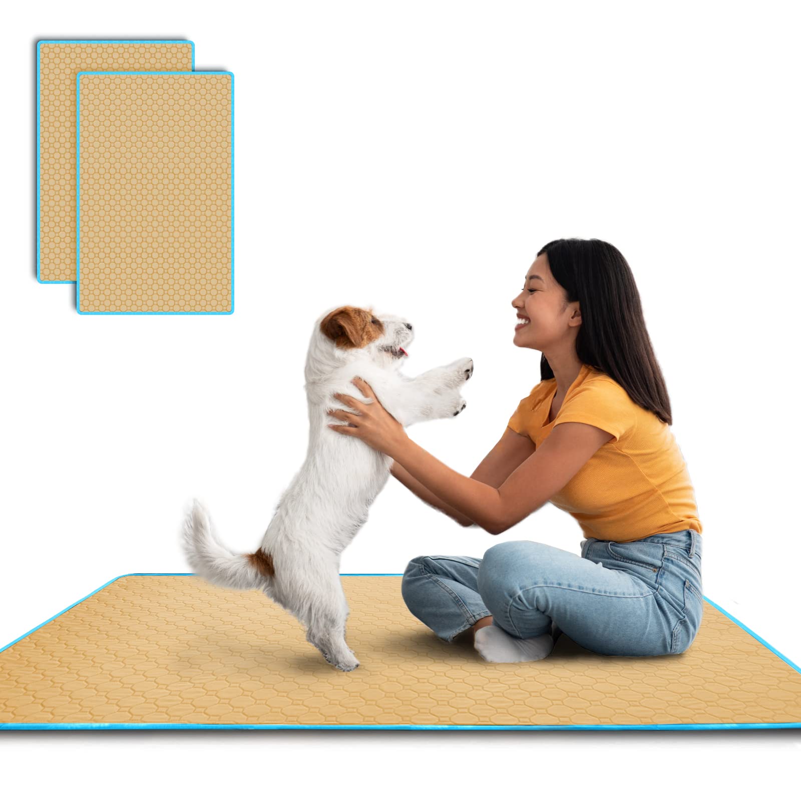 TiTiSNUGY 洗えるペットシーツ ペット用おしっこマット 【ブルー縁ガイド！】 ペットマット 大型犬・猫..
